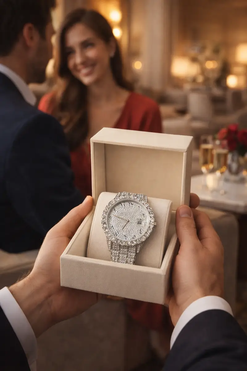 Khrist Silver Analog Stone Studded Watches for Women - Image 8 in Pune